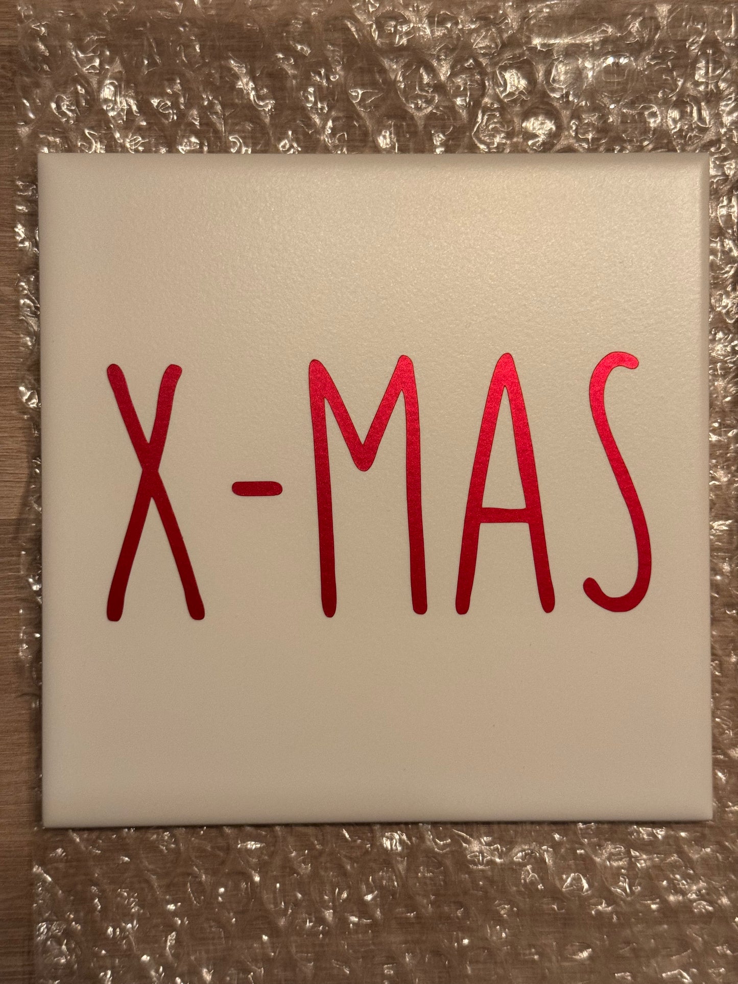 Bedrukt wit tegeltje 15x15 X-MASS (diverse kleuren)