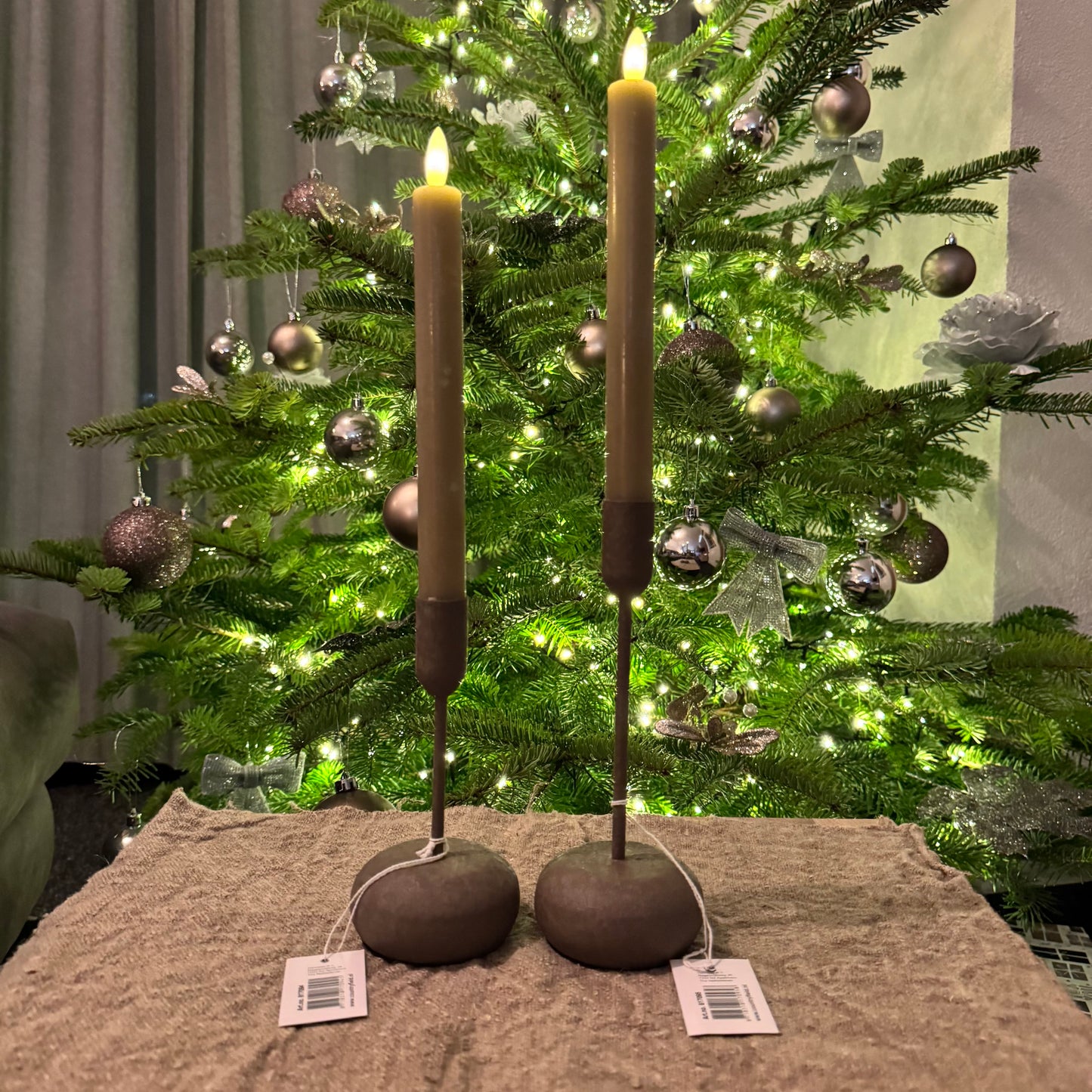 Actie Set Kandelaar Messing M+S en dinerkaars 24cm(Diverse kleuren)