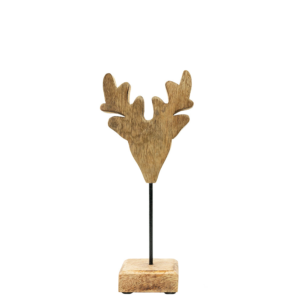 Staand hert mango hout h26 d11x7cm
