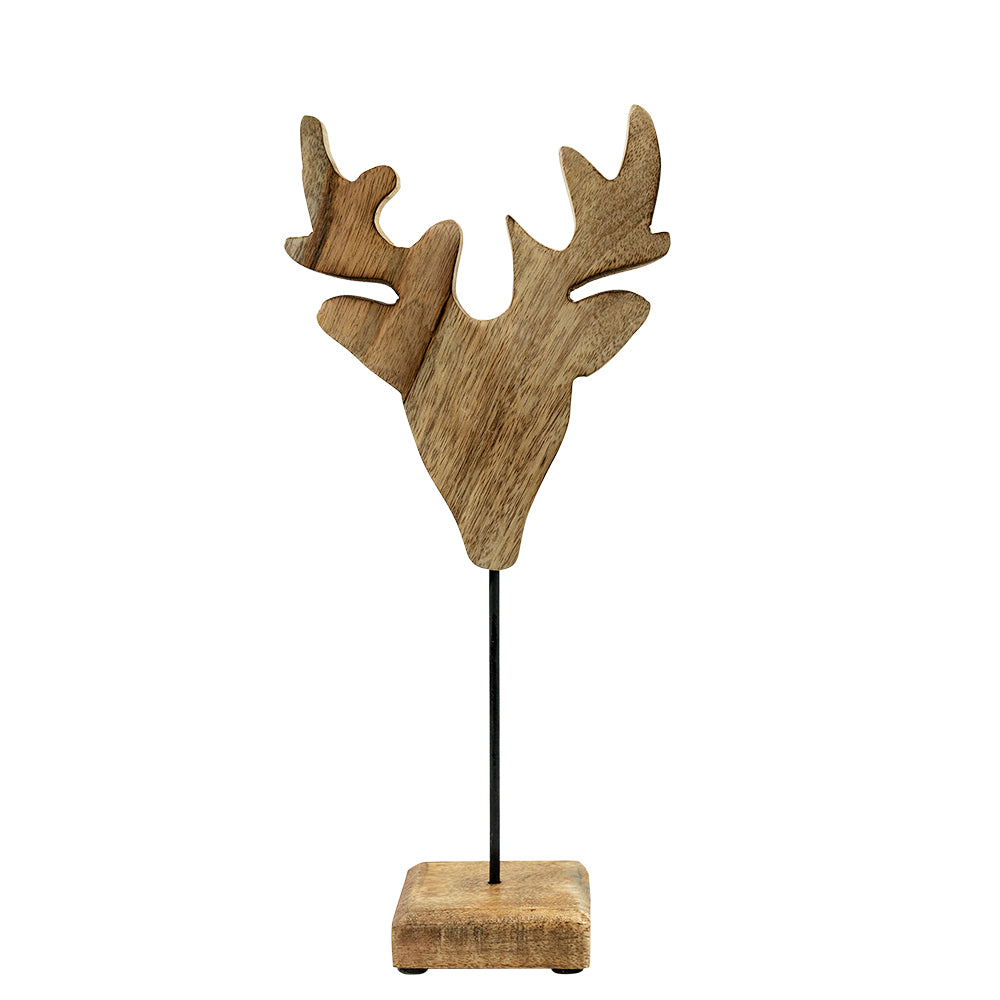 Staand hert mango hout h33,5 d14,5x8cm