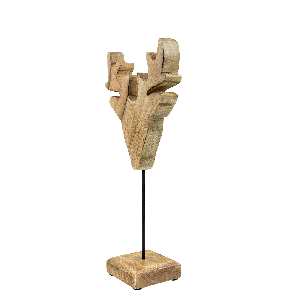 Staand hert mango hout h33,5 d14,5x8cm