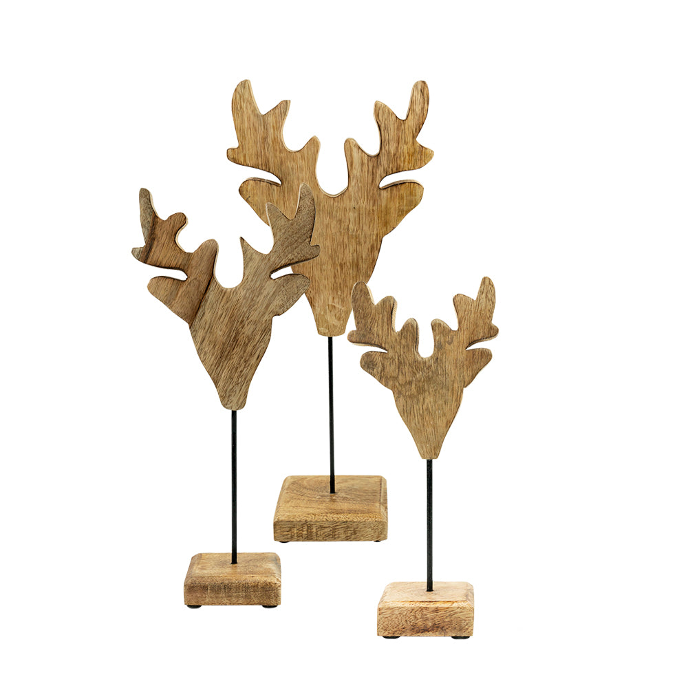 Staand hert mango hout h33,5 d14,5x8cm