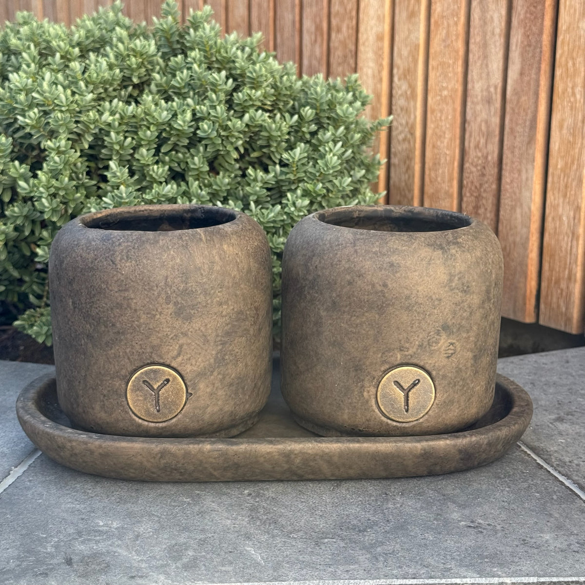 Brynxz set van 2 plantenpotten op schaal Majestic Brown 29 x 16 x 14 cm