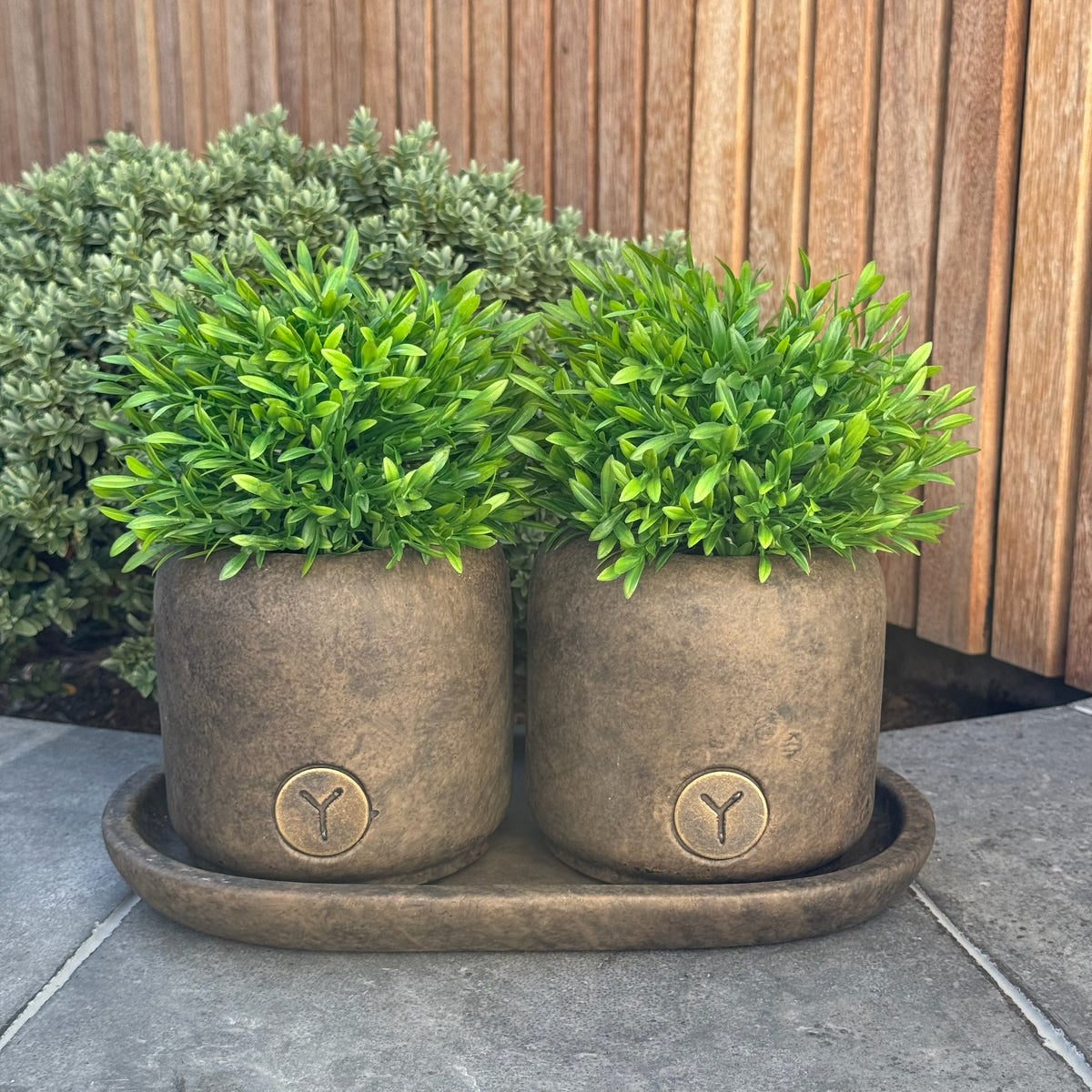 Brynxz set van 2 plantenpotten op schaal Majestic Brown 29 x 16 x 14 cm