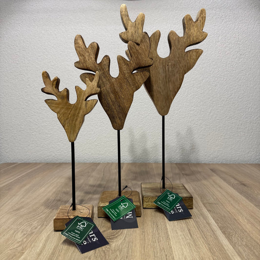 Staand Hert mango Hout Set van 3