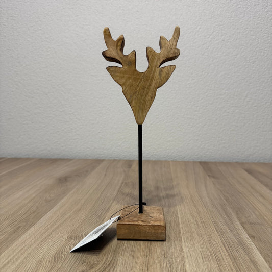 Staand hert mango hout h26 d11x7cm