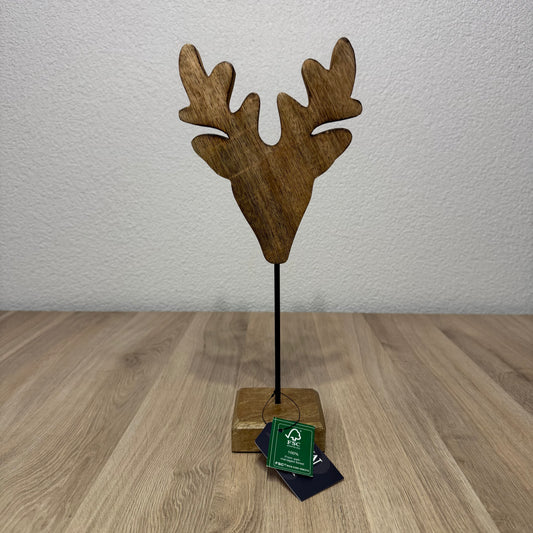 Staand hert mango hout h33,5 d14,5x8cm