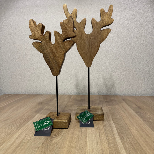 Staand Hert mango hout set van 2 (H33,5+H41)