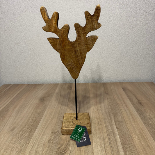Staand hert mango hout h41 d18x10cm