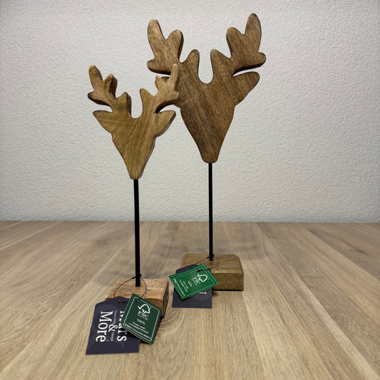 Staand Hert mango hout set van 2 (H26 + H33,5)