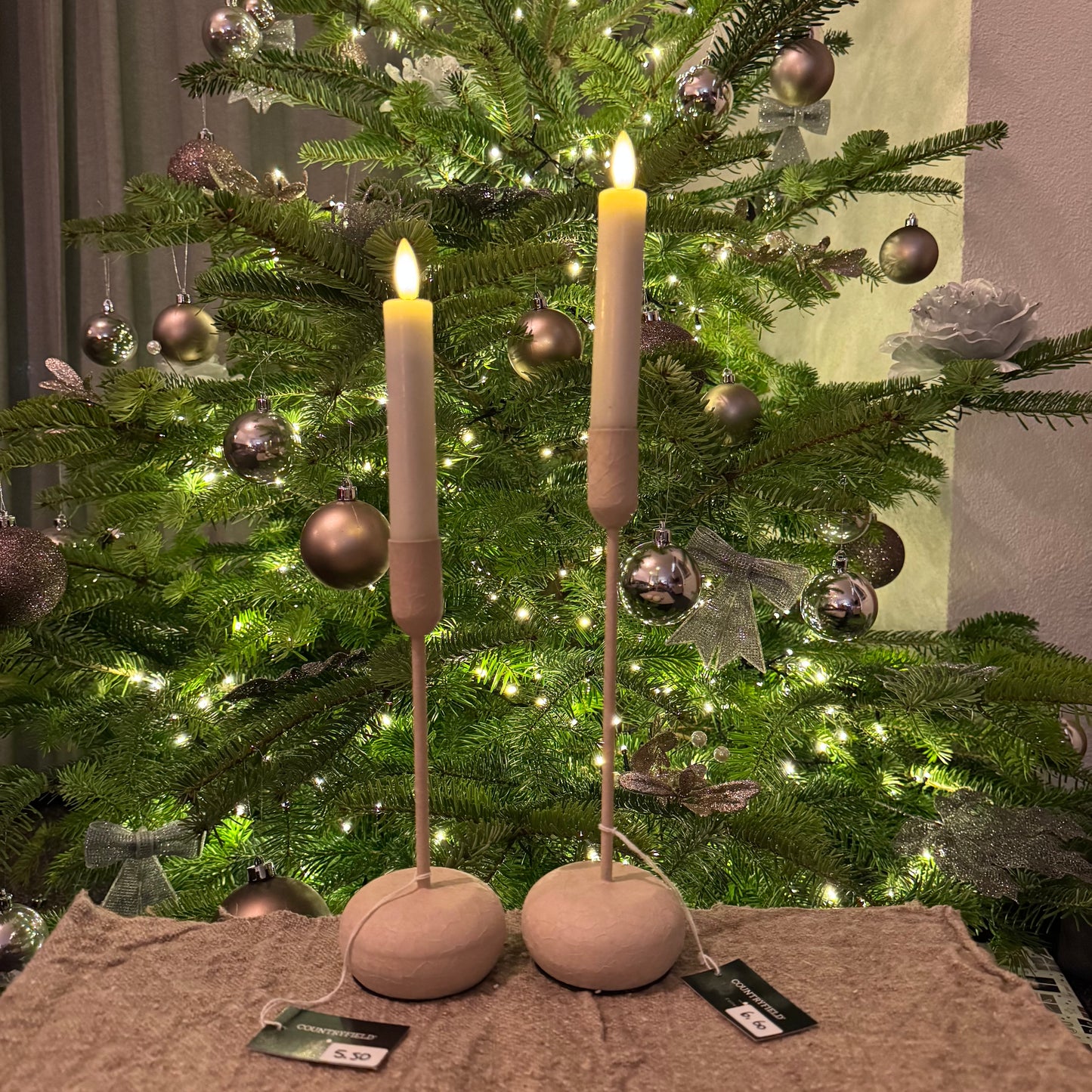 Actie Set Kandelaar Crème M+L en dinerkaars 15cm(Diverse kleuren)