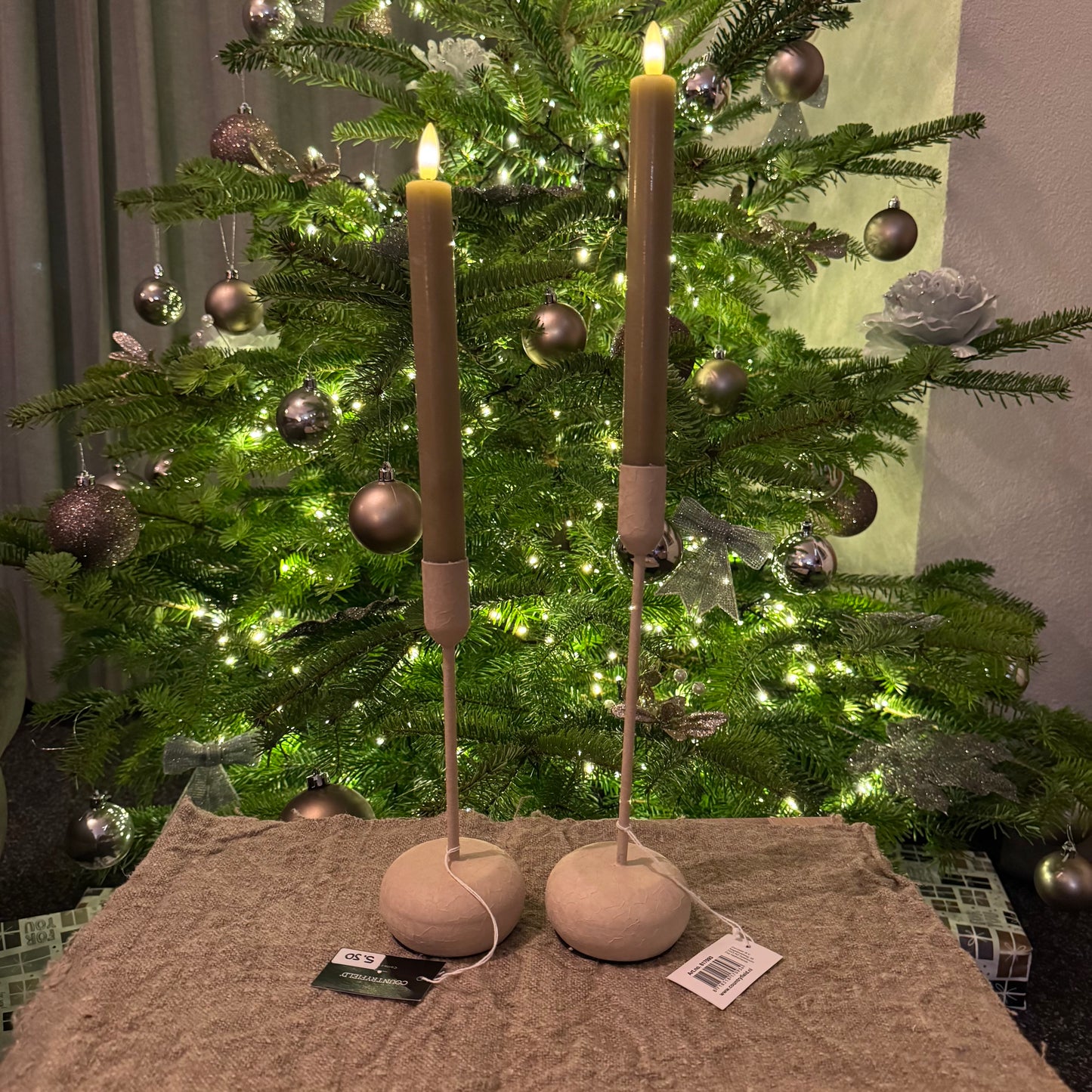Actie Set Kandelaar Crème M+L en dinerkaars 24cm(Diverse kleuren)