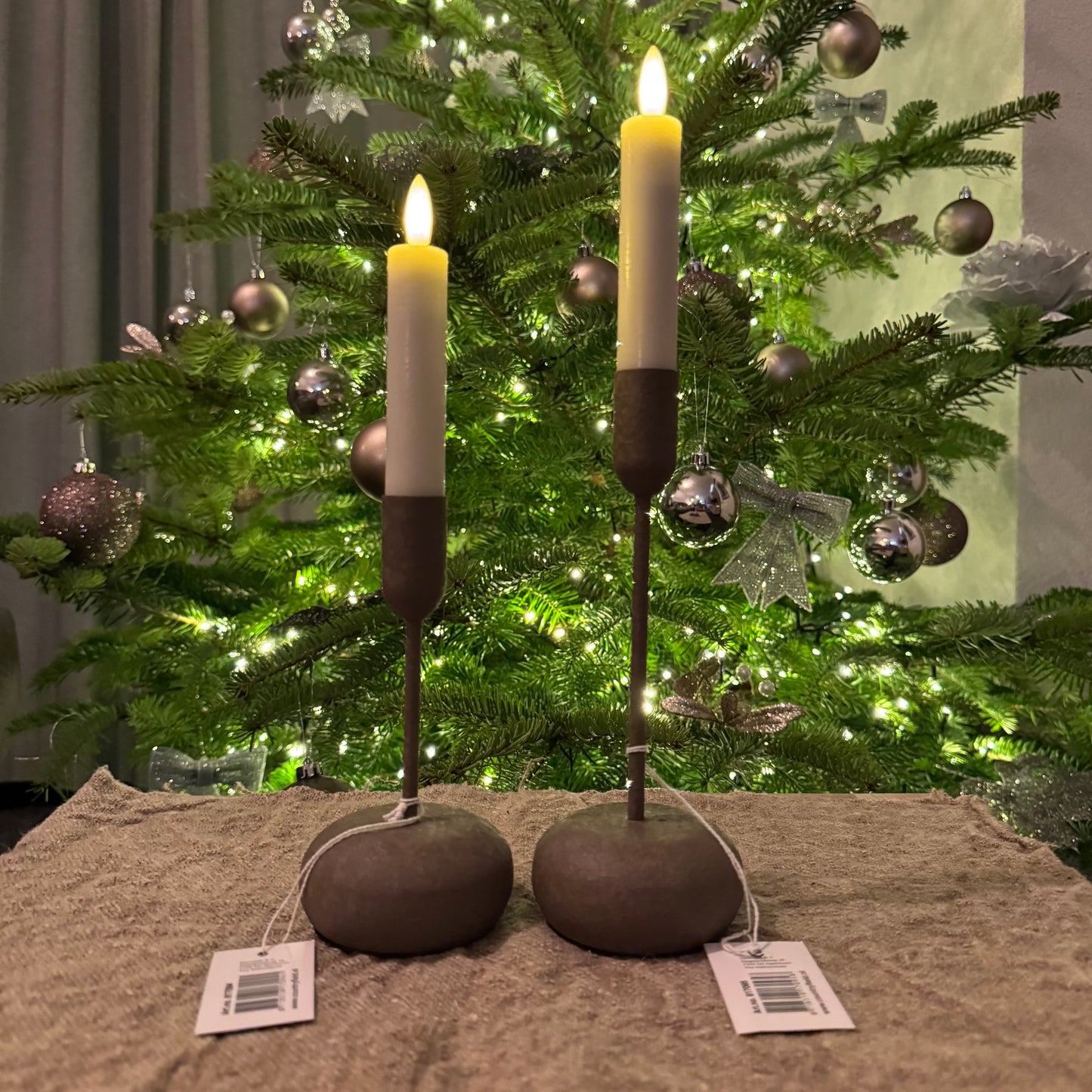 Actie Set Kandelaar Messing M+S en dinerkaars 15cm(Diverse kleuren)